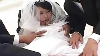 Kinky Japanese bride gangbanged in cuckold orgy
