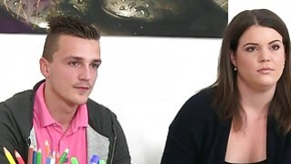 Married couple fucks in casting