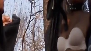 Sexy African slave d and banged outdoors