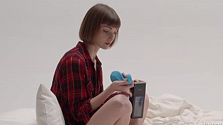 Teen teasing herself with a vibrator