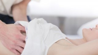 Sexy brunette with small tits enjoys romantic shag