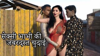 Desi bhabhi gets double fucked by strangers - big tits, tight pussy, hot threesome