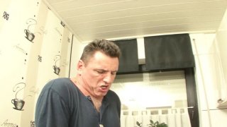German maid in stockings fucks repairman hardcore blowjob facial