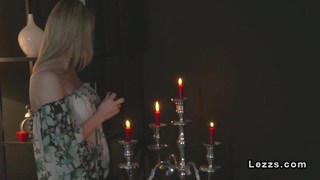 Sexy lesbians gently licking in bed