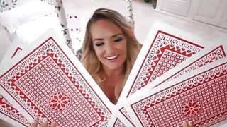 Petite teen girlfriend deep throats huge cock